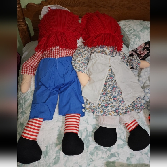 Vintage Raggedy Ann & Andy Large Dolls & comforter - Picture 2 of 12